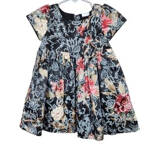 Edgehill Collection Brocade Tapestry Rose Floral Dress Newborn Kid's Size 24 M